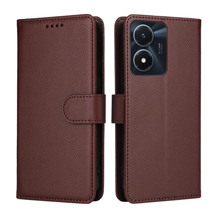 For vivo Y02s / Y16 / iQOO Z7i Litchi Texture RFID Blocking 3-Card Wallet Leather Phone Case