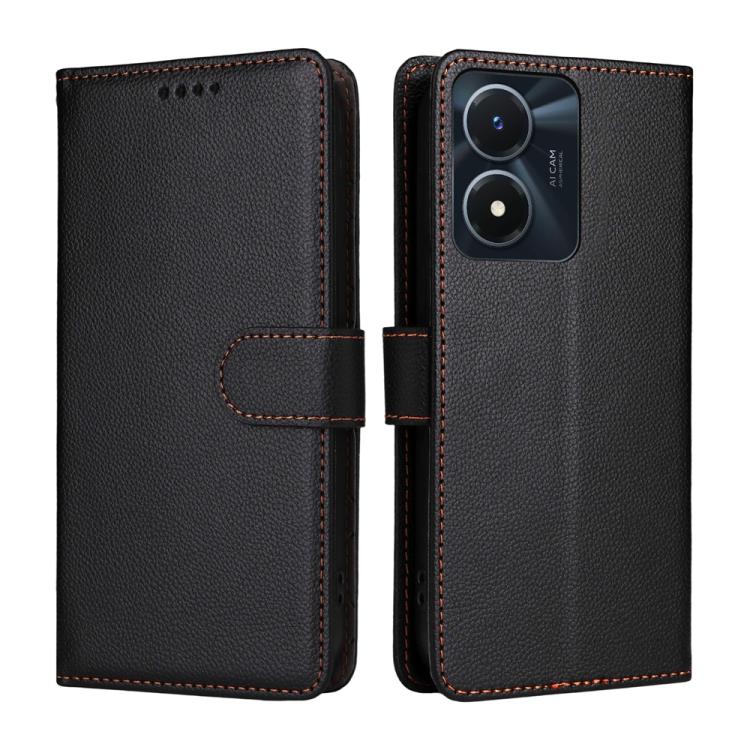 For vivo Y02s / Y16 / iQOO Z7i Litchi Texture RFID Blocking 3-Card Wallet Leather Phone Case