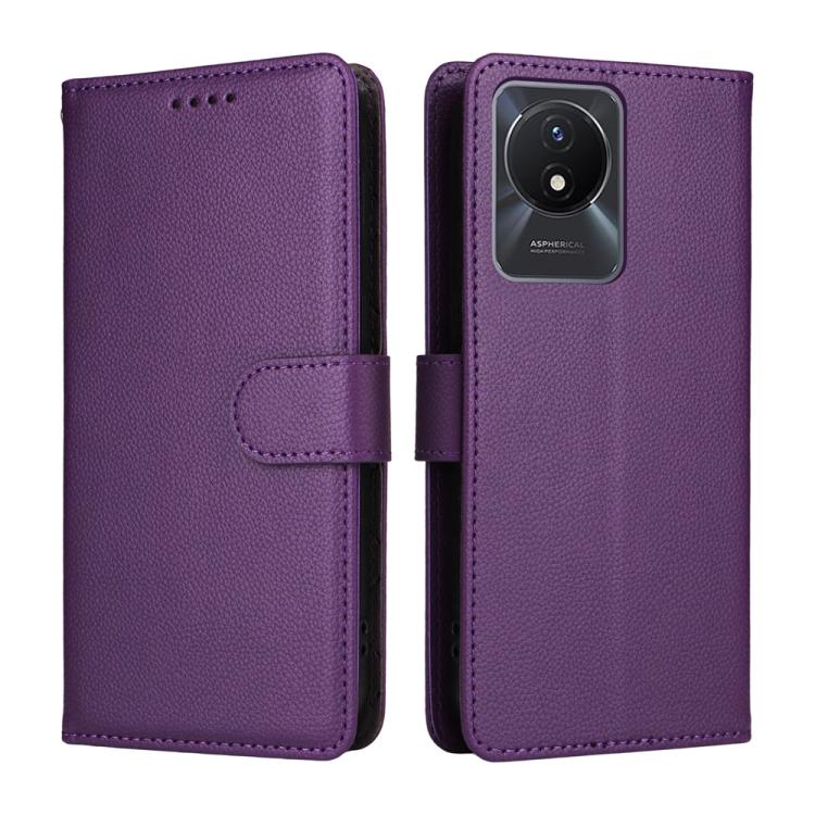 For vivo Y02 / Y02A / Y02t / Y11 2023 Litchi Texture RFID Blocking 3-Card Wallet Leather Phone Case