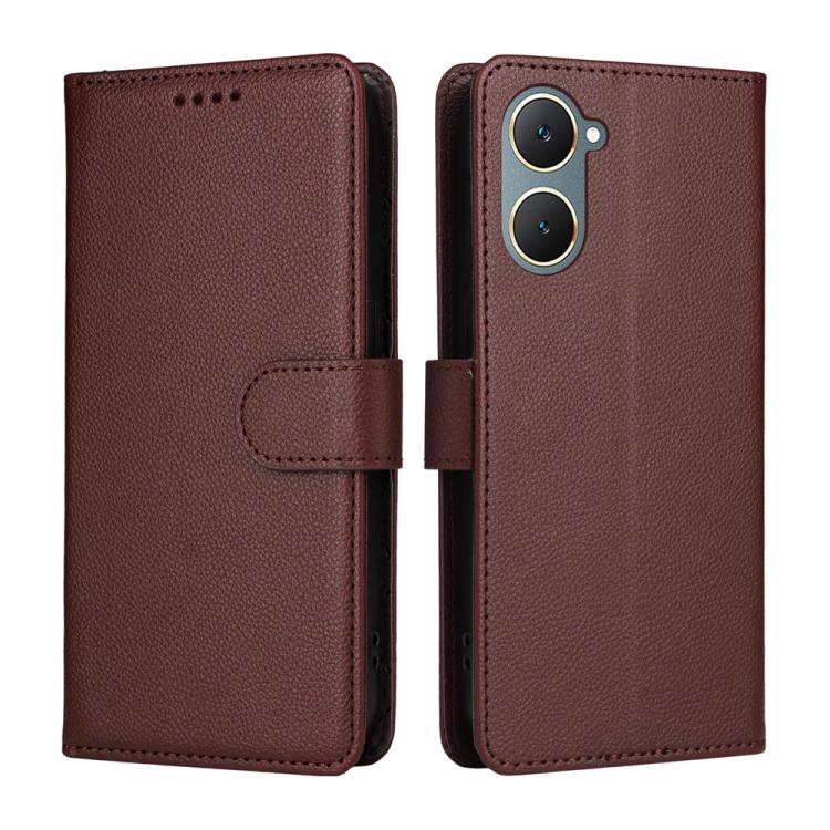 For vivo Y03 / Y18 / Y18e / Y18s / Y28s / Y36t Litchi Texture RFID Blocking 3-Card Wallet Leather Phone Case