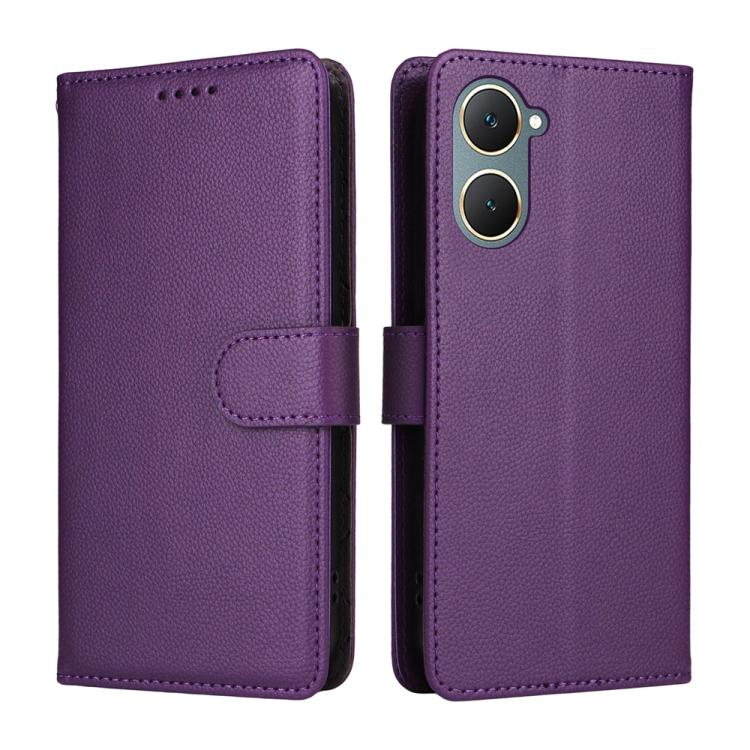 For vivo Y03 / Y18 / Y18e / Y18s / Y28s / Y36t Litchi Texture RFID Blocking 3-Card Wallet Leather Phone Case