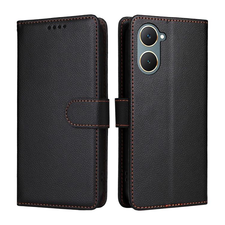 For vivo Y03 / Y18 / Y18e / Y18s / Y28s / Y36t Litchi Texture RFID Blocking 3-Card Wallet Leather Phone Case