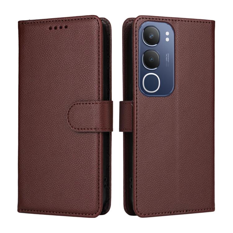 For vivo Y19s / Y19s Pro 4G / Y29 5G Litchi Texture RFID Blocking 3-Card Wallet Leather Phone Case