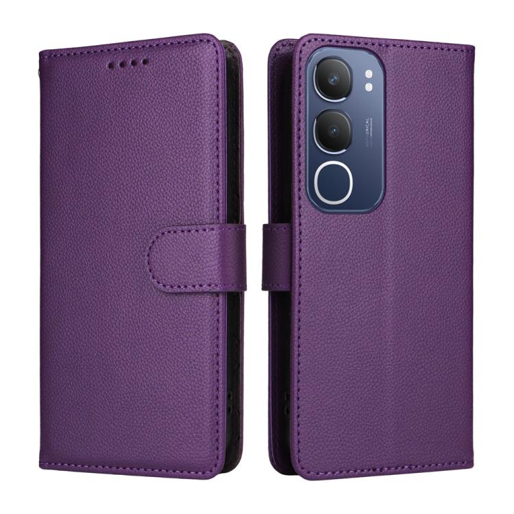 For vivo Y19s / Y19s Pro 4G / Y29 5G Litchi Texture RFID Blocking 3-Card Wallet Leather Phone Case