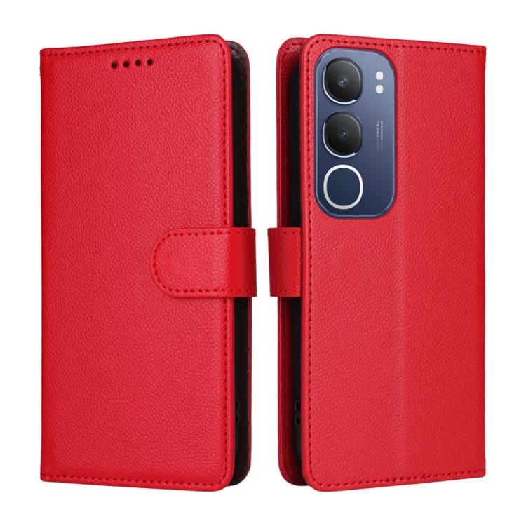 For vivo Y19s / Y19s Pro 4G / Y29 5G Litchi Texture RFID Blocking 3-Card Wallet Leather Phone Case
