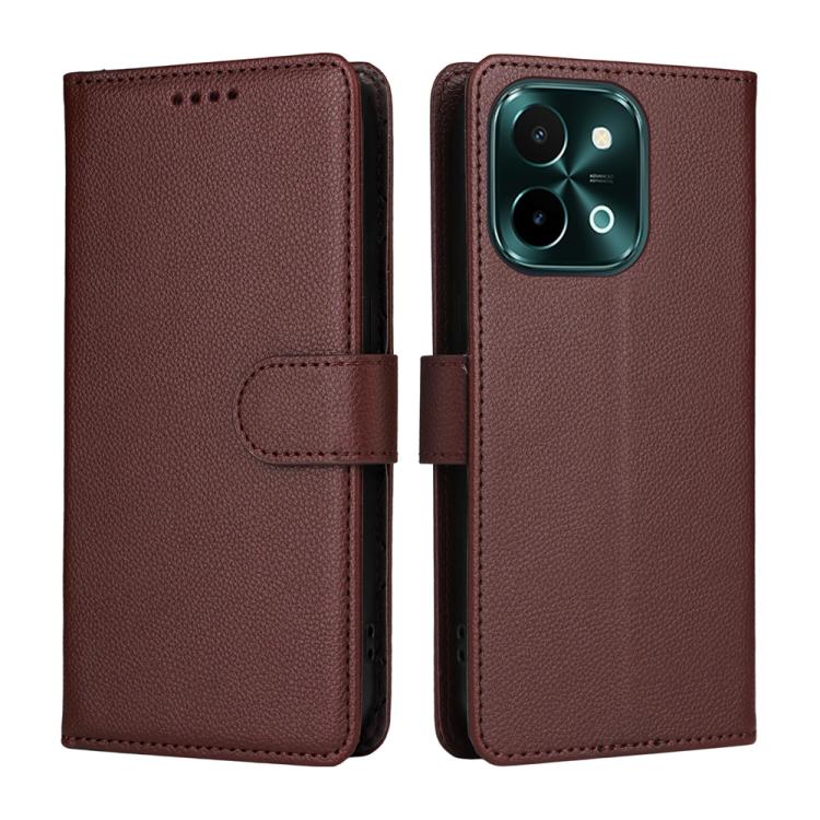 For vivo Y28 4G / Y37 Pro / iQOO Z9x Litchi Texture RFID Blocking 3-Card Wallet Leather Phone Case