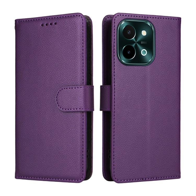 For vivo Y28 4G / Y37 Pro / iQOO Z9x Litchi Texture RFID Blocking 3-Card Wallet Leather Phone Case