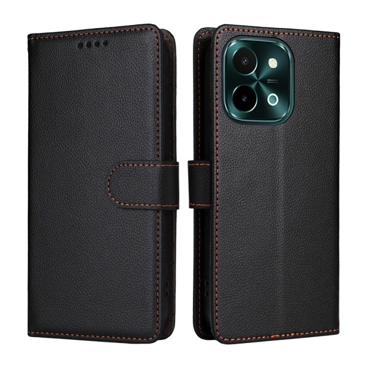 For vivo Y28 4G / Y37 Pro / iQOO Z9x Litchi Texture RFID Blocking 3-Card Wallet Leather Phone Case