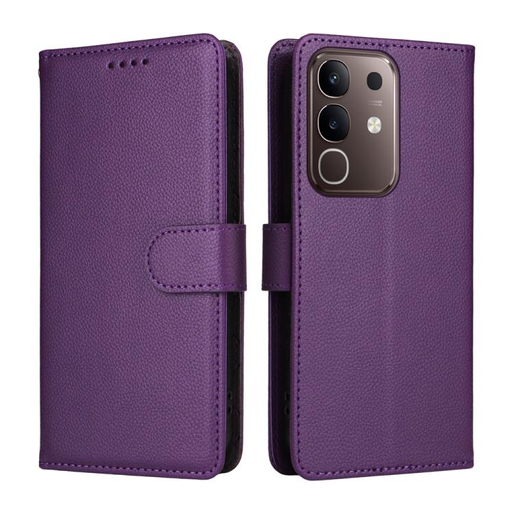 For vivo Y29 4G / T4x / Y300t Litchi Texture RFID Blocking 3-Card Wallet Leather Phone Case