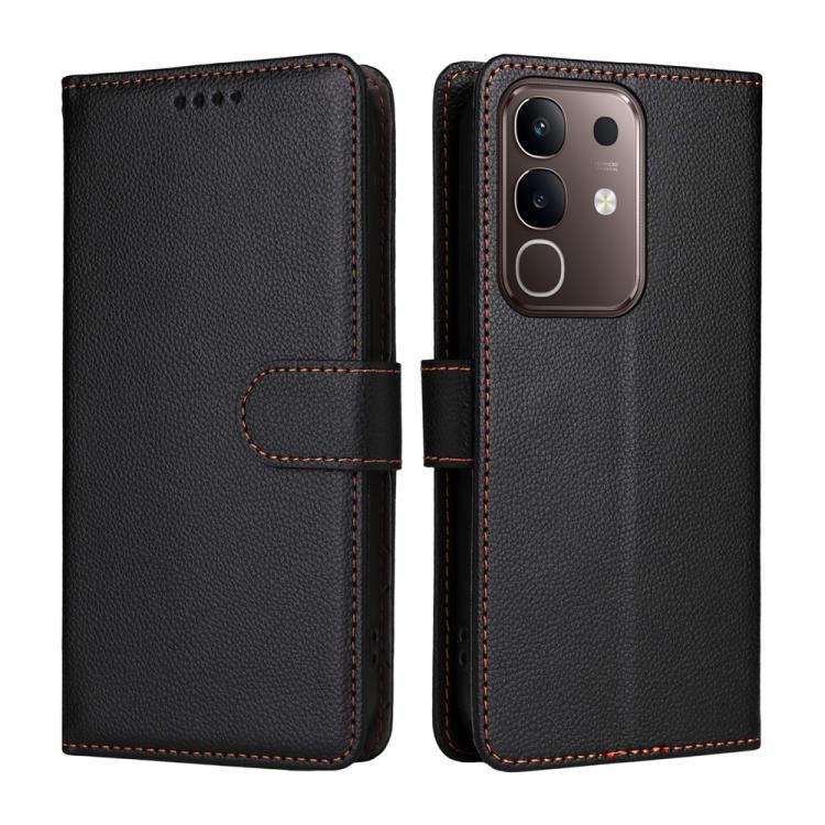 For vivo Y29 4G / T4x / Y300t Litchi Texture RFID Blocking 3-Card Wallet Leather Phone Case