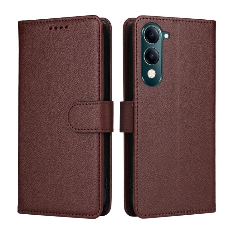 For vivo Y29s 5G / Y29t 5G / Y04 4G / Y37c Litchi Texture RFID Blocking 3-Card Wallet Leather Phone Case