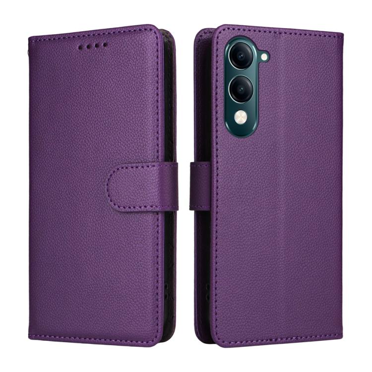 For vivo Y29s 5G / Y29t 5G / Y04 4G / Y37c Litchi Texture RFID Blocking 3-Card Wallet Leather Phone Case