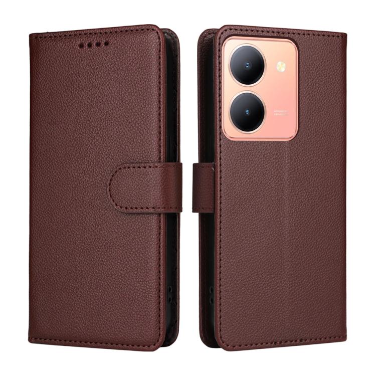 For vivo Y36 4G / 5G / Y27 5G / Y27s / Y100i Litchi Texture RFID Blocking 3-Card Wallet Leather Phone Case