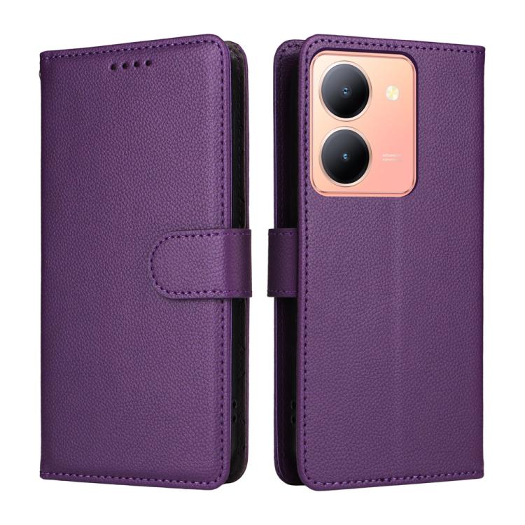 For vivo Y36 4G / 5G / Y27 5G / Y27s / Y100i Litchi Texture RFID Blocking 3-Card Wallet Leather Phone Case