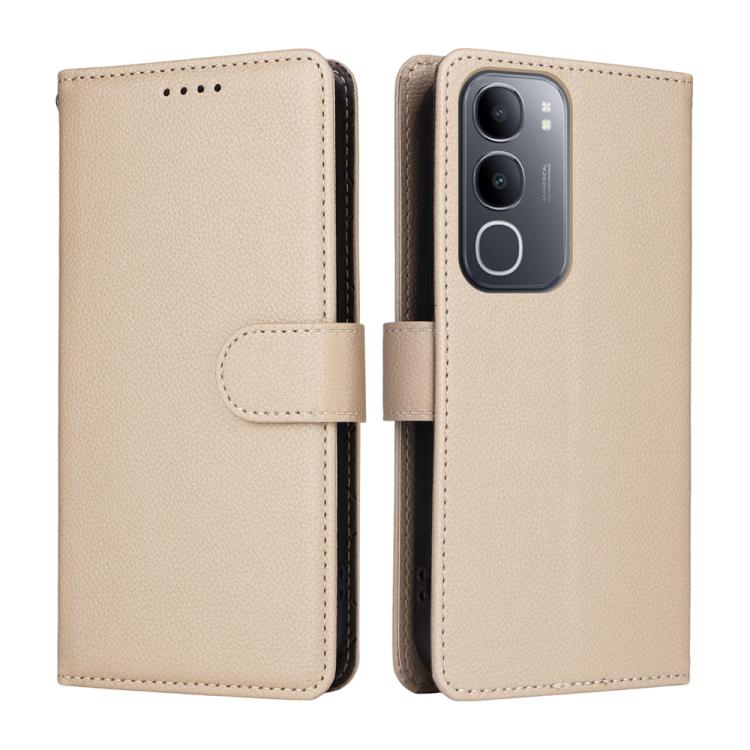 For vivo Y50 2025 Litchi Texture RFID Blocking 3-Card Wallet Leather Phone Case