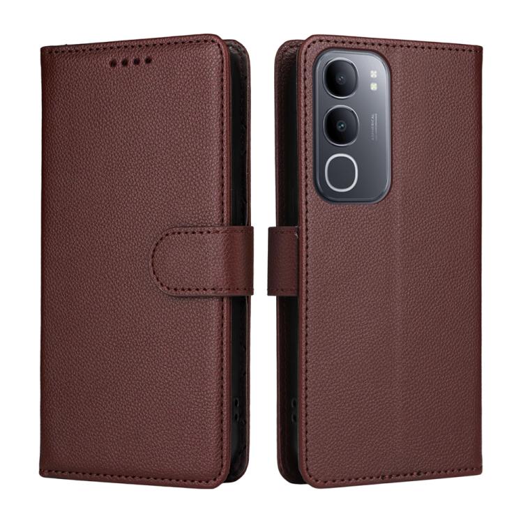 For vivo Y50 2025 Litchi Texture RFID Blocking 3-Card Wallet Leather Phone Case