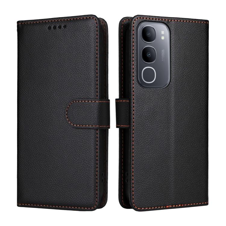 For vivo Y50 2025 Litchi Texture RFID Blocking 3-Card Wallet Leather Phone Case