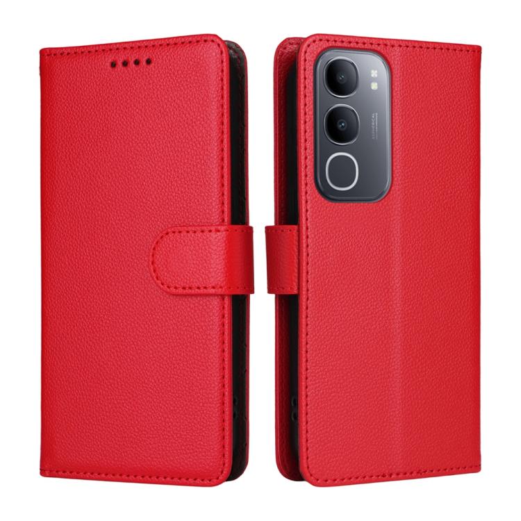 For vivo Y50 2025 Litchi Texture RFID Blocking 3-Card Wallet Leather Phone Case