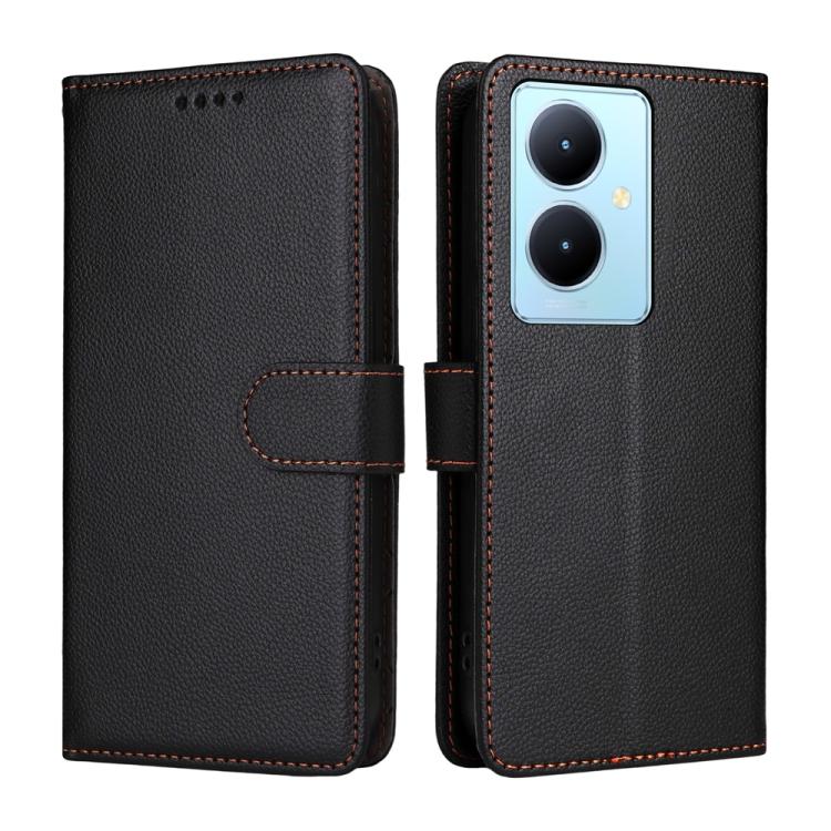 For vivo Y78 / Y78+ / V29 Lite Litchi Texture RFID Blocking 3-Card Wallet Leather Phone Case