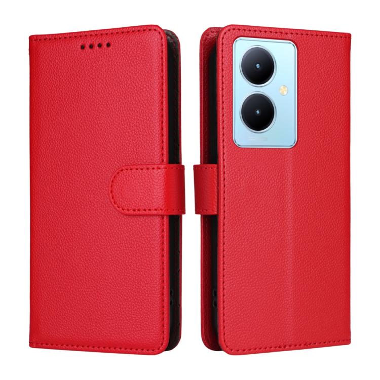 For vivo Y78 / Y78+ / V29 Lite Litchi Texture RFID Blocking 3-Card Wallet Leather Phone Case