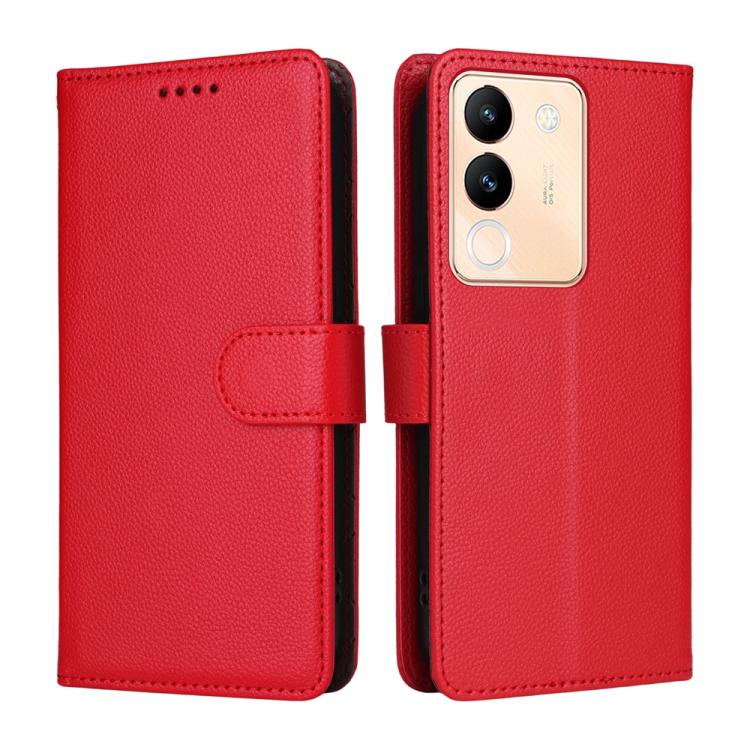 For vivo Y200 India / V30 Lite 5G / V29e Litchi Texture RFID Blocking 3-Card Wallet Leather Phone Case