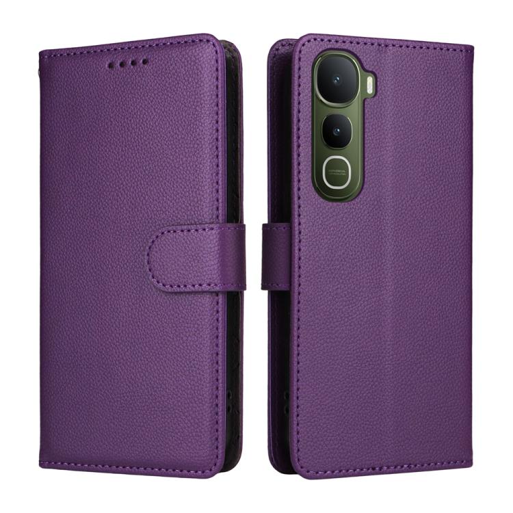 For vivo Y400 4G / 5G Litchi Texture RFID Blocking 3-Card Wallet Leather Phone Case