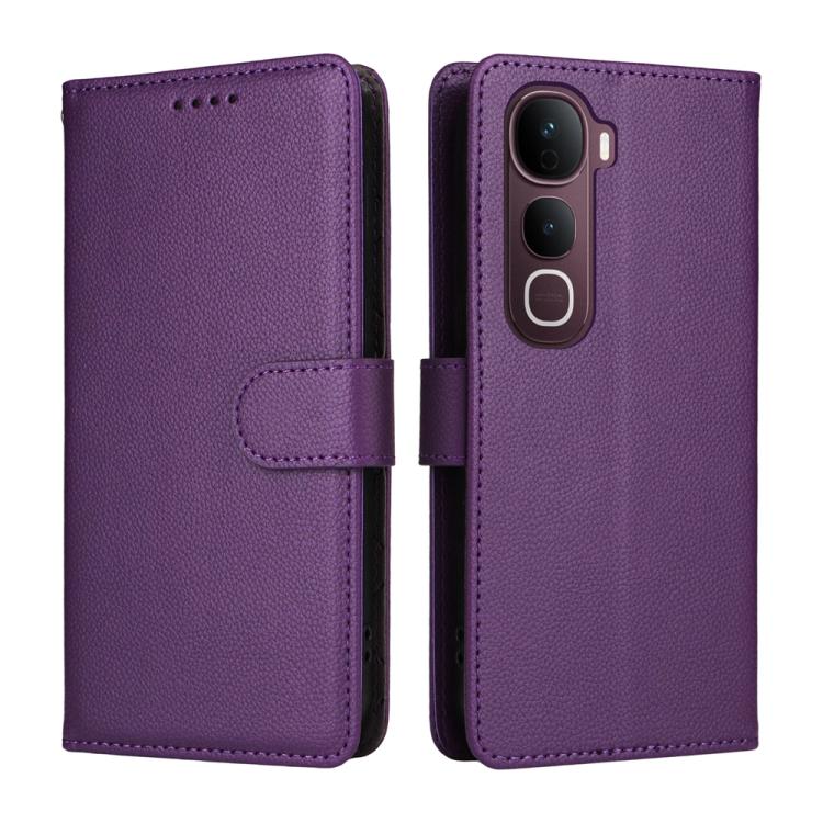 For vivo Y400 Pro 5G / V40e / iQOO Z9s Litchi Texture RFID Blocking 3-Card Wallet Leather Phone Case