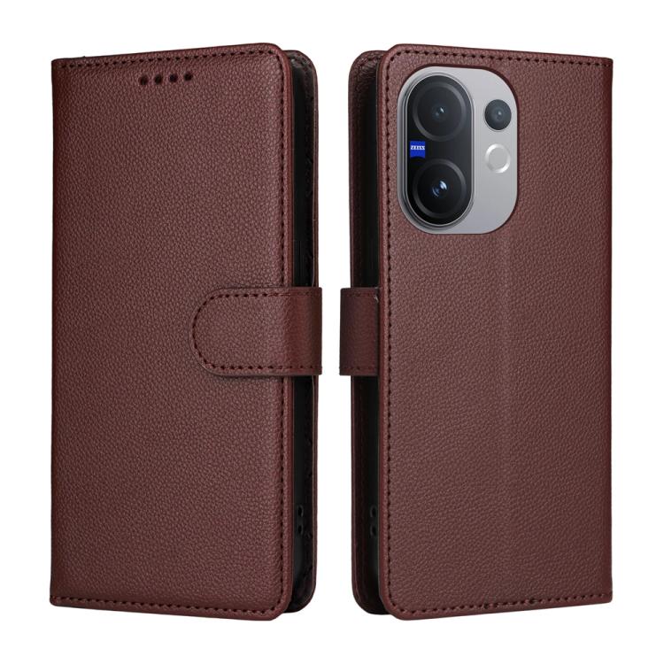 For vivo V60 5G Global Litchi Texture RFID Blocking 3-Card Wallet Leather Phone Case
