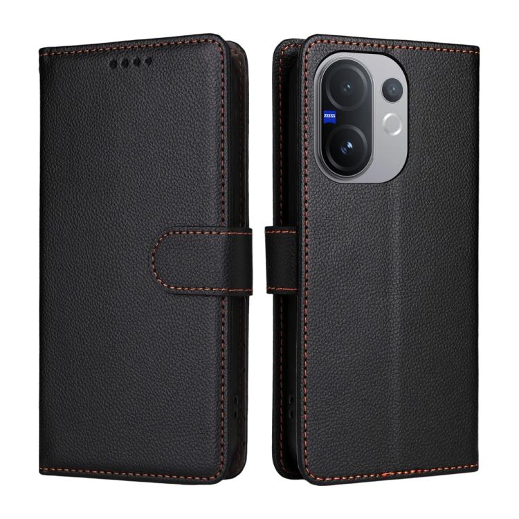 For vivo V60 5G Global Litchi Texture RFID Blocking 3-Card Wallet Leather Phone Case