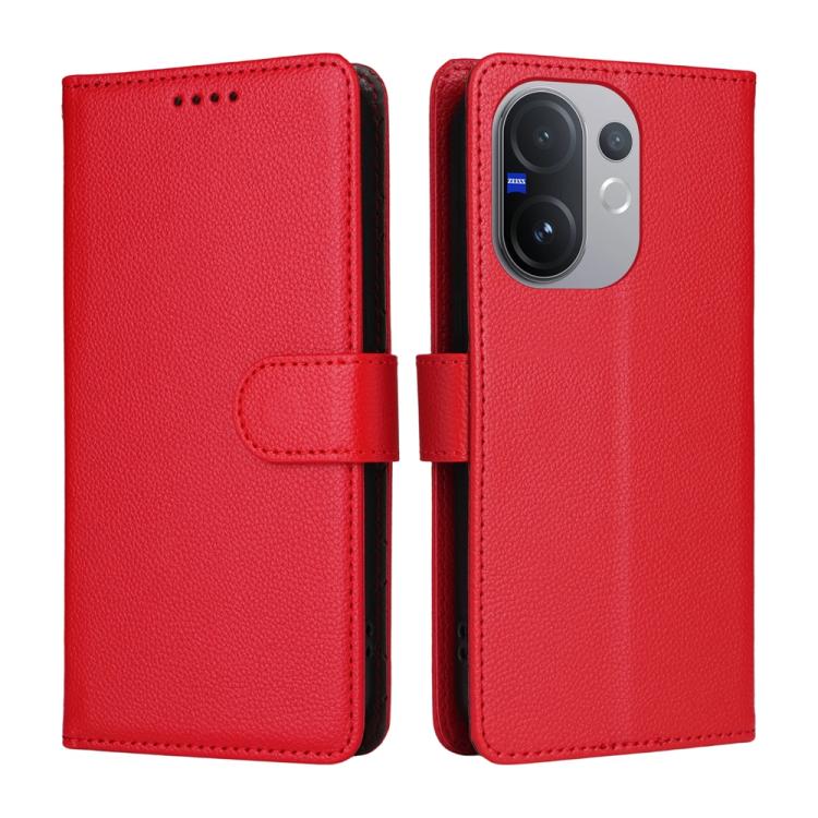 For vivo V60 5G Global Litchi Texture RFID Blocking 3-Card Wallet Leather Phone Case