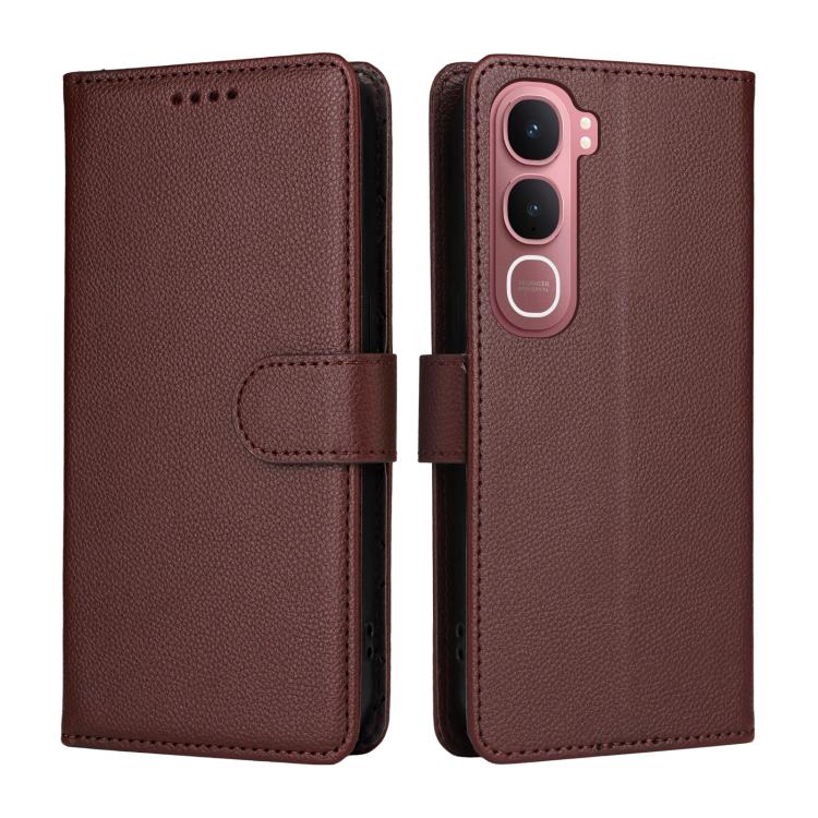 For vivo Y31 5G 2025 Litchi Texture RFID Blocking 3-Card Wallet Leather Phone Case