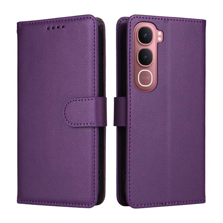 For vivo Y31 5G 2025 Litchi Texture RFID Blocking 3-Card Wallet Leather Phone Case