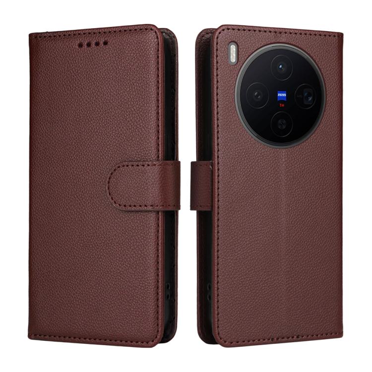 For vivo X300 Litchi Texture RFID Blocking 3-Card Wallet Leather Phone Case