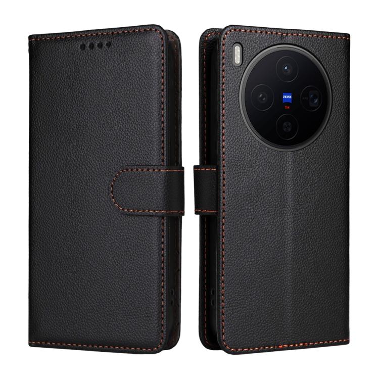 For vivo X300 Litchi Texture RFID Blocking 3-Card Wallet Leather Phone Case