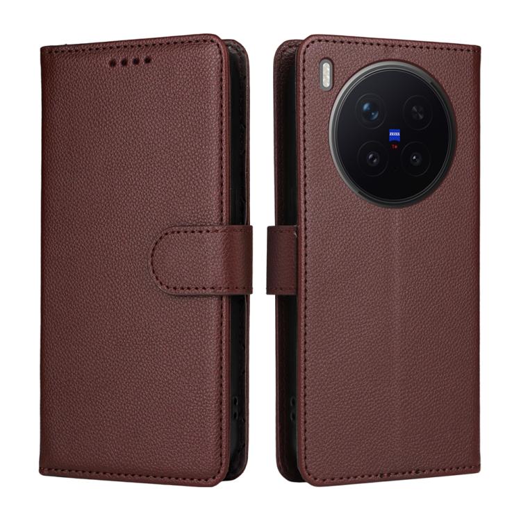 For vivo X300 Pro Litchi Texture RFID Blocking 3-Card Wallet Leather Phone Case