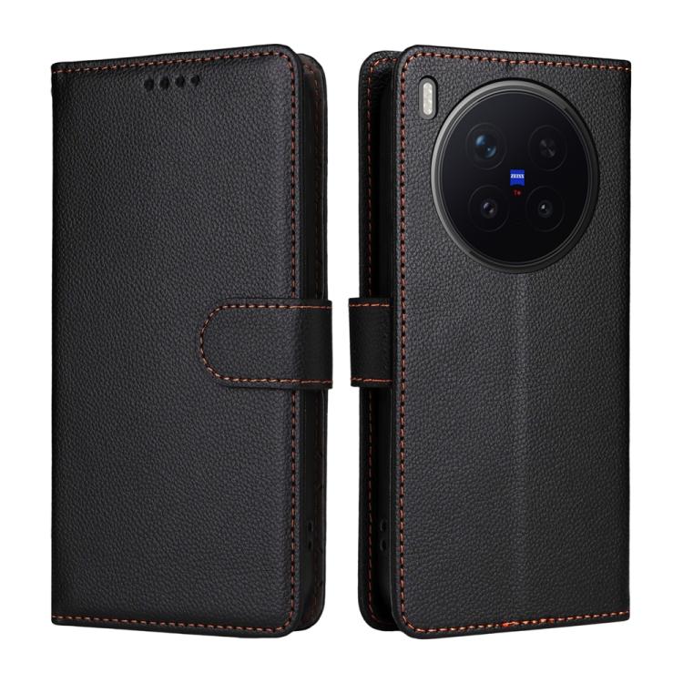 For vivo X300 Pro Litchi Texture RFID Blocking 3-Card Wallet Leather Phone Case