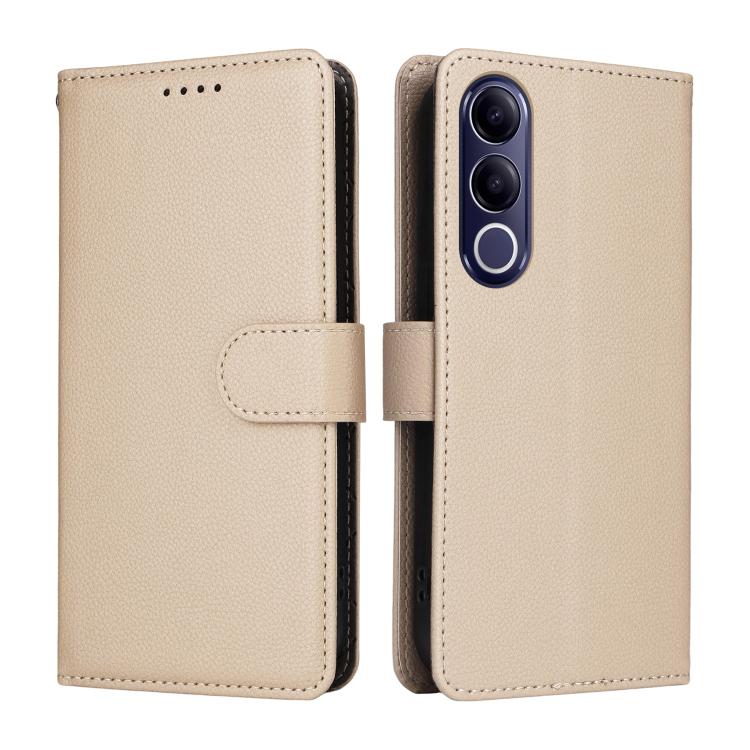 For vivo V70 FE 5G Litchi Texture RFID Blocking 3-Card Wallet Leather Phone Case