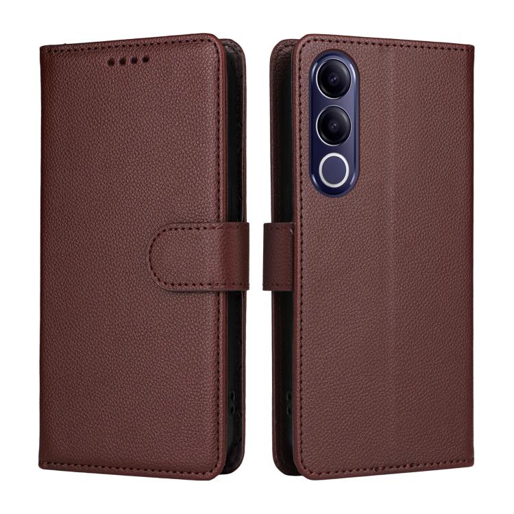 For vivo V70 FE 5G Litchi Texture RFID Blocking 3-Card Wallet Leather Phone Case