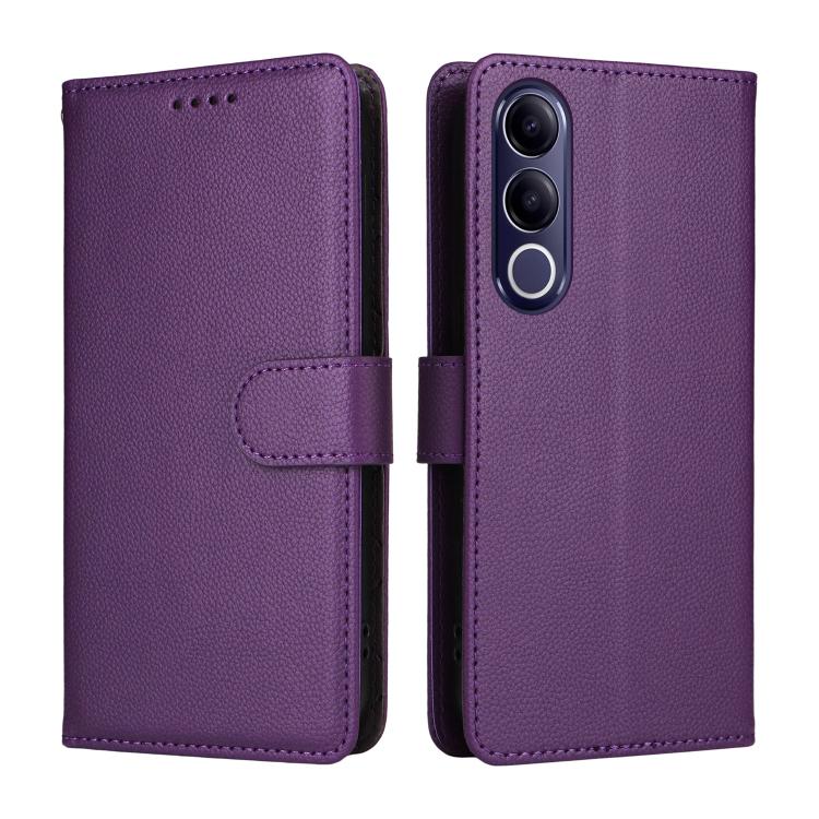 For vivo V70 FE 5G Litchi Texture RFID Blocking 3-Card Wallet Leather Phone Case