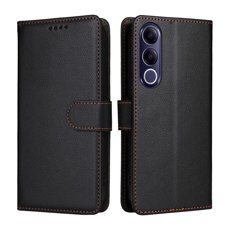 For vivo V70 FE 5G Litchi Texture RFID Blocking 3-Card Wallet Leather Phone Case