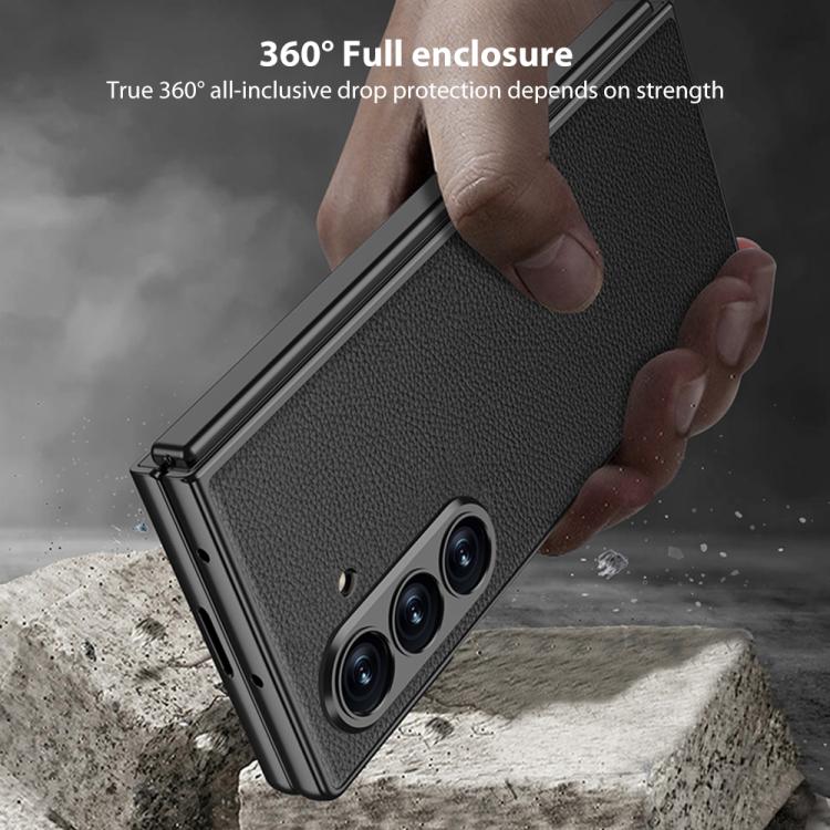 For Samsung Galaxy Z Fold7 5G GKK Integrated Metal Paint Skin Feel Leather Full Coverage Phone Case