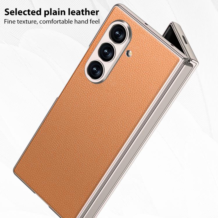 For Samsung Galaxy Z Fold7 5G GKK Integrated Metal Paint Skin Feel Leather Full Coverage Phone Case