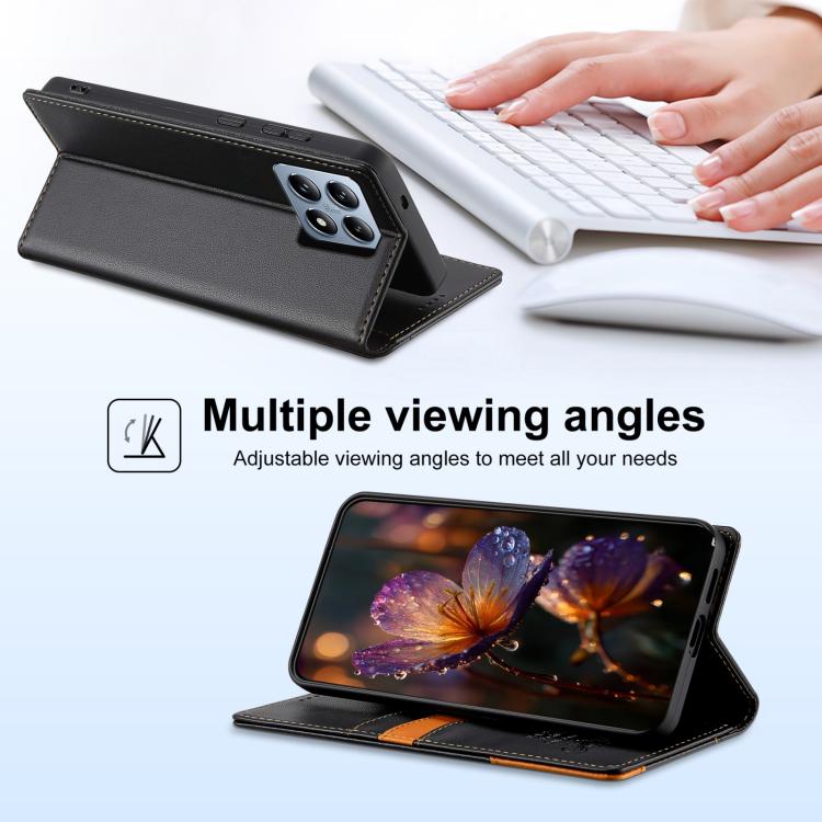 For Xiaomi 14T 5G N.BEKUS P3 RFID Stitching Magnetic Flip Leather Phone Case