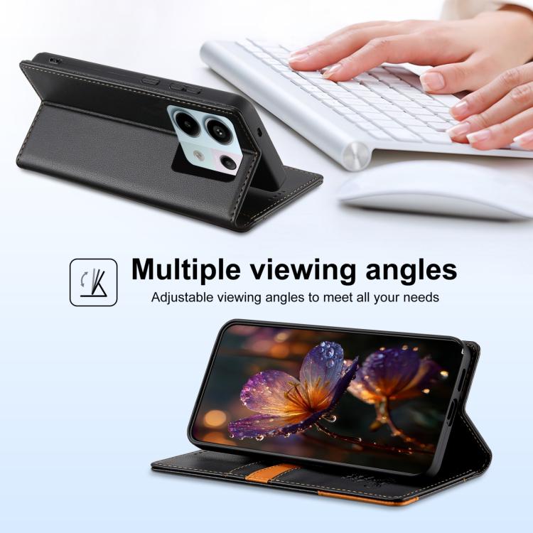 For Redmi Note 13 5G Global N.BEKUS P3 RFID Stitching Magnetic Flip Leather Phone Case