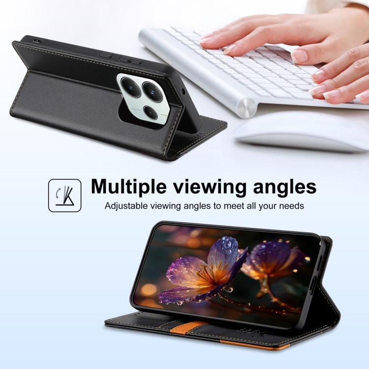 For Redmi Note 14 Pro 5G Global N.BEKUS P3 RFID Stitching Magnetic Flip Leather Phone Case