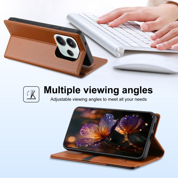 For Redmi Note 14 Pro 5G Global N.BEKUS P3 RFID Stitching Magnetic Flip Leather Phone Case