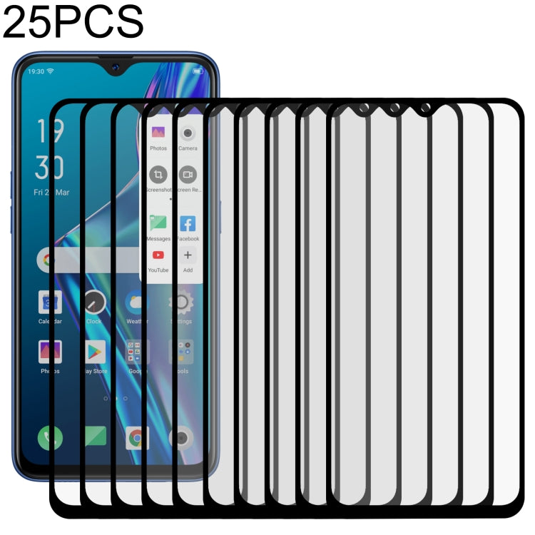 For OPPO A11k 25 PCS Full Glue Full Screen Tempered Glass Film