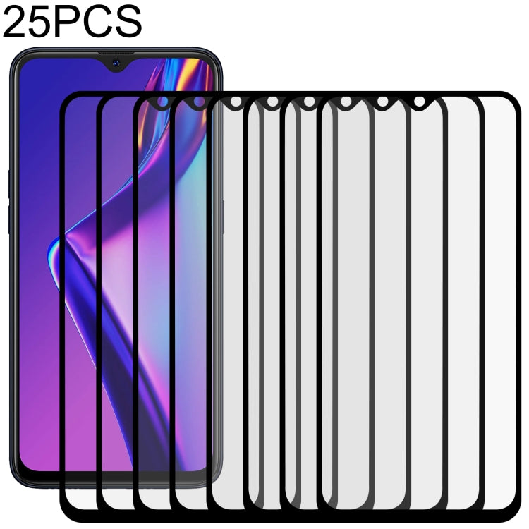 For OPPO A12 25 PCS Full Glue Full Screen Tempered Glass Film
