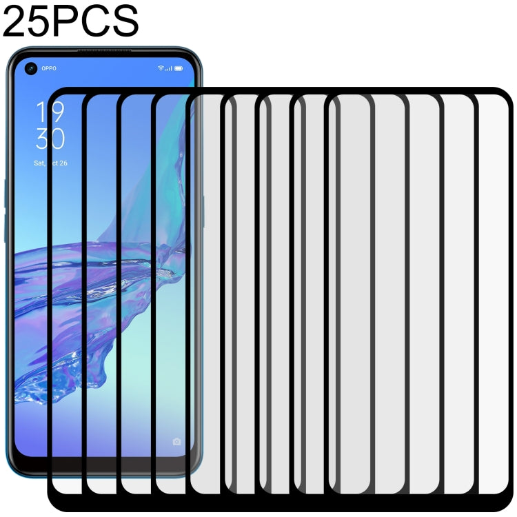 For OPPO A53 25 PCS Full Glue Full Screen Tempered Glass Film