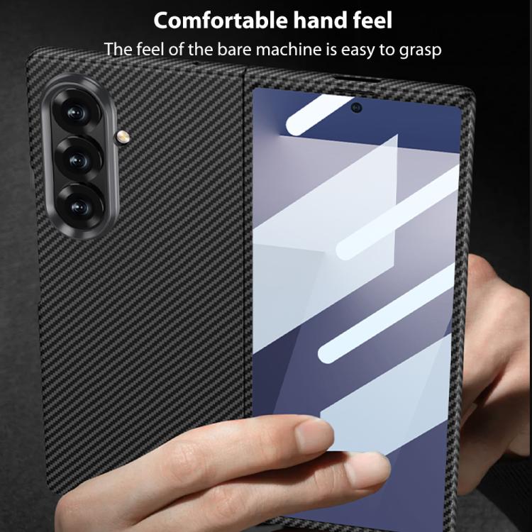 For Samsung Galaxy Z Fold7 5G GKK Integrated Ultra-thin Water Transfer Printed Contact Lens-Style Carbon Fiber Textured Phone Case